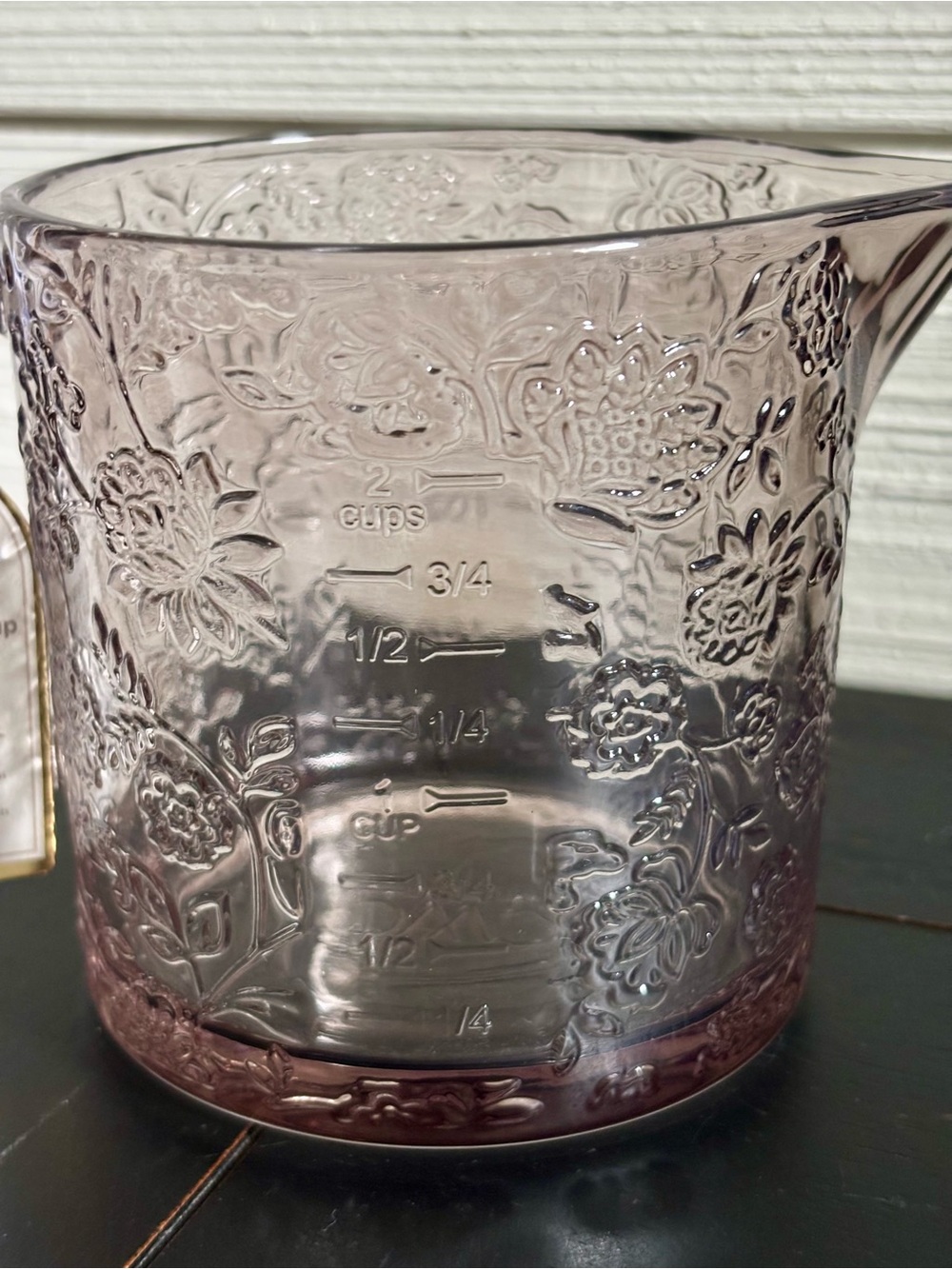 CWC Cook With Color Brown Floral Glass Measuring Cup 16oz ~ 2 Cups NEW - Picture 2 of 8